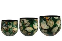 Pot set of 3 Bee green D33 H28