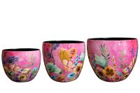 Pot set of 3 Fiesta fuchsia D21 H16
