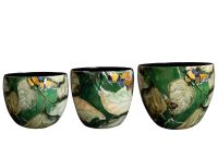 Pot set of 3 Bee green D21 H16