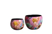 Pot set of 2 Fiesta fuchsia D9 H7