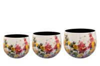 Pot set of 3 Floral white D21 H17