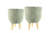 Pot set of 2 Ruth green D32 H41