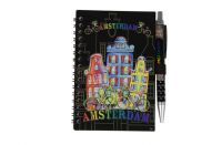 Notebook + pen Amsterdam by night colour D12x1 H15