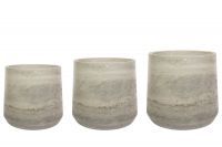 Pallet pot set of 3 Aniek cement D106x114 H63