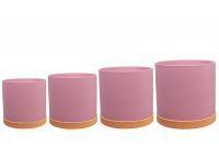 Pot+saucer set of 4 Birte pink D15 H15
