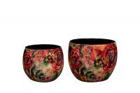 Pot set of 2 Rose rouge D9 H7